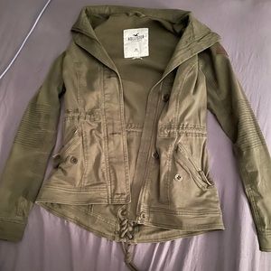 Twill stretch green jacket hollister